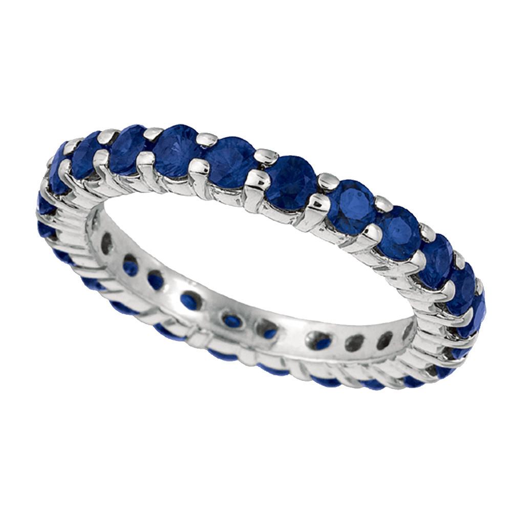 2.76 CT Round Sapphire Eternity Wedding Band - White Gold 14K