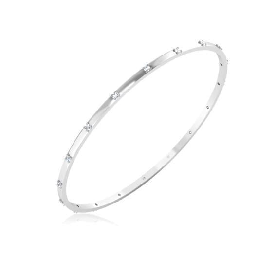 23612 2.70 CT F Vs2 Round Cut Diamonds Lady Bangle - 14K White Gold