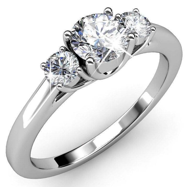 Picture of Harry Chad Enterprises 25891 3.25 CT White Gold Round Cut Three Stone Diamonds Engagement Ring