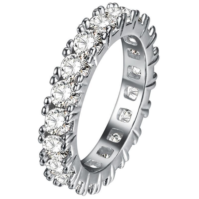 Picture of Harry Chad Enterprises 26523 7 CT 14K White Gold Round Cut Prong Setting Diamond Wedding Eternity Band