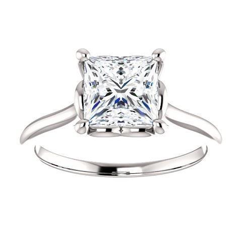 Picture of Harry Chad Enterprises 27764 1 CT White Gold 14K Jewelry Solitaire Prong Setting Princess Cut Diamond Ring