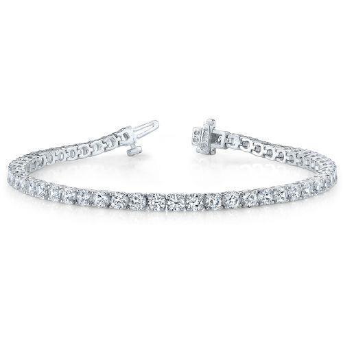 23680 9 CT Round Cut Diamonds Line Gold 14K White Tennis Bracelet