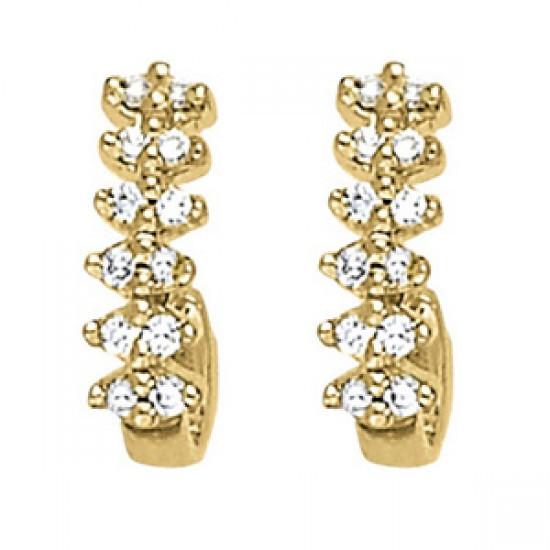 1.25 CT Round Diamonds J-Hoop Earring - Yellow Gold 14K, Color F - VVS1 Clarity