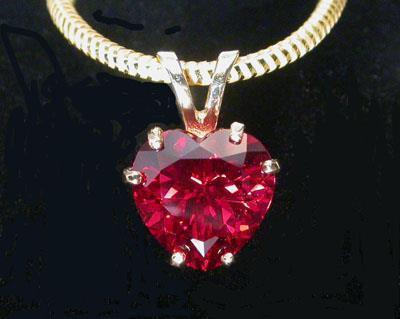 6 CT Ladies Heart Shape Red Ruby Pendant Yellow Gold Gem Necklace -  Glitter, GL2993880