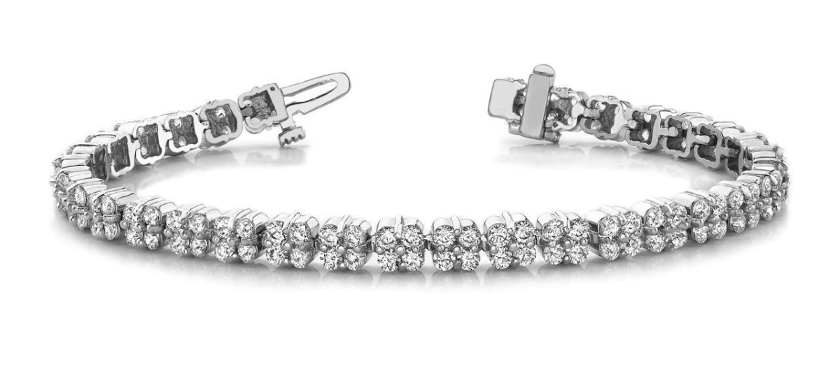 37088 13 CT Prong Set Round Cut Diamonds Bracelet - 14K White Gold