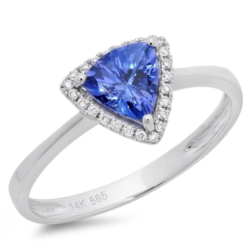 Picture of Harry Chad HC12847 0.88 CT Tanzanite & Round Diamonds Wedding Engagement Fancy Ring&#44; Gold 14K - Color F - VVS1 Clarity