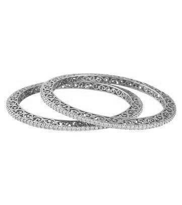 35 CT Women Round Diamond Bangle  White Gold