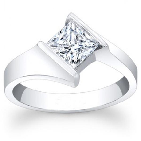 Picture of Harry Chad Enterprises 27666 1.90 CT White Gold 14K Bezel Setting Sparkling Solitaire Princess Cut Diamond Ring