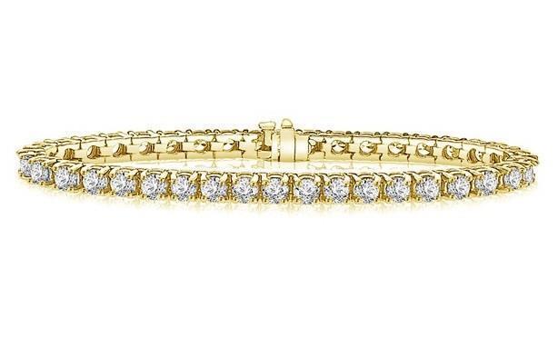 Picture of Harry Chad Enterprises 31785 5.60 CT Brilliant Cut Prong Set Diamond Yellow Gold Tennis Bracelet