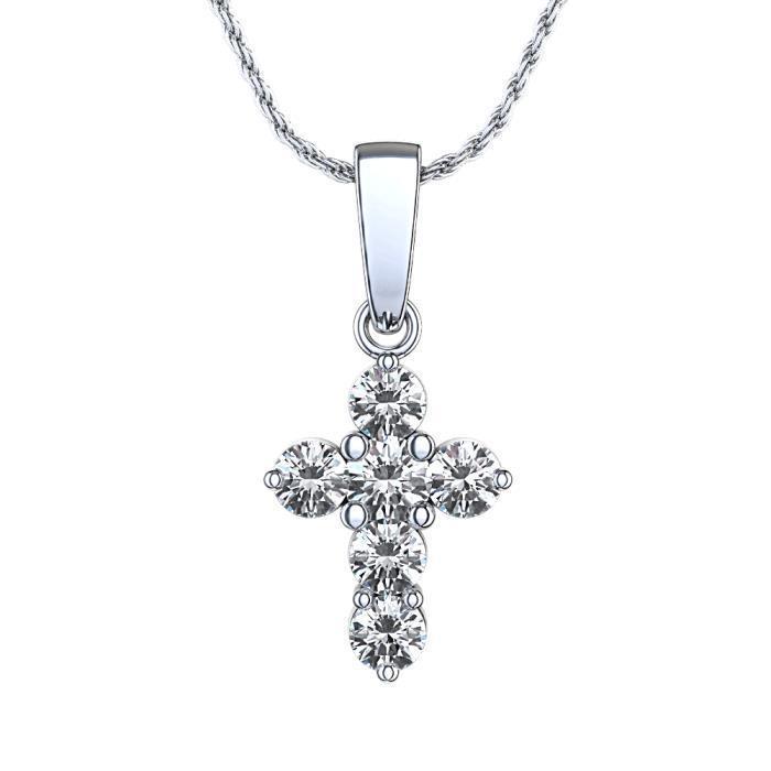 Picture of Harry Chad Enterprises 31834 3 CT Gorgeous Round Brilliant Cut Diamonds Cross Pendant Necklace