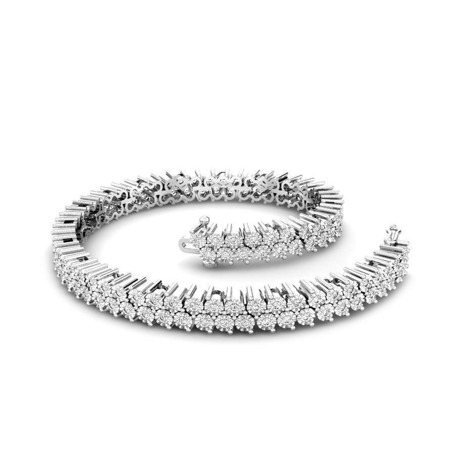 37879 6.5 CT Ladies Round Cut Diamond Tennis Bracelet - 14K White Gold