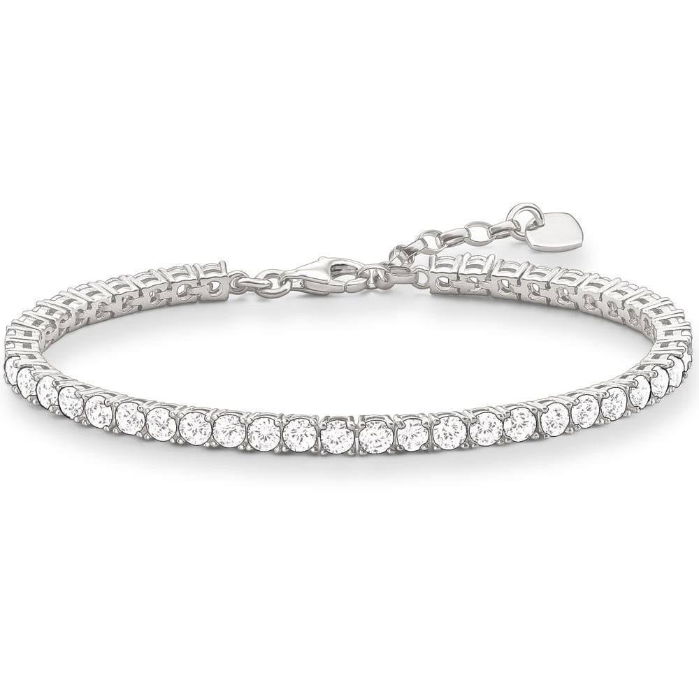 23707 4.00 CT Prong Setting Round Cut Diamonds Ladies Bracelet - 14K White Gold