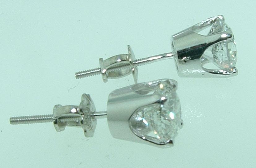 2.20 CT F VS1 Diamond Studs Earring Studs Earrings - White Gold