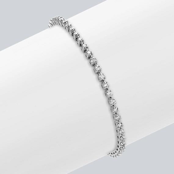23658 3 CT Round Cut Diamonds Tennis Bracelet - 14K White Gold Small
