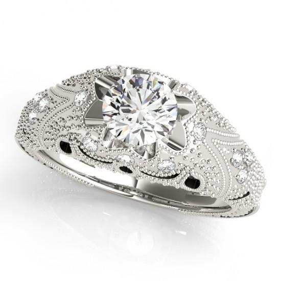 Picture of Harry Chad HC10824-6 1 CT Diamonds Wedding Ring Engraved Solid, White Gold 14K - Color F - VVS1 Clarity
