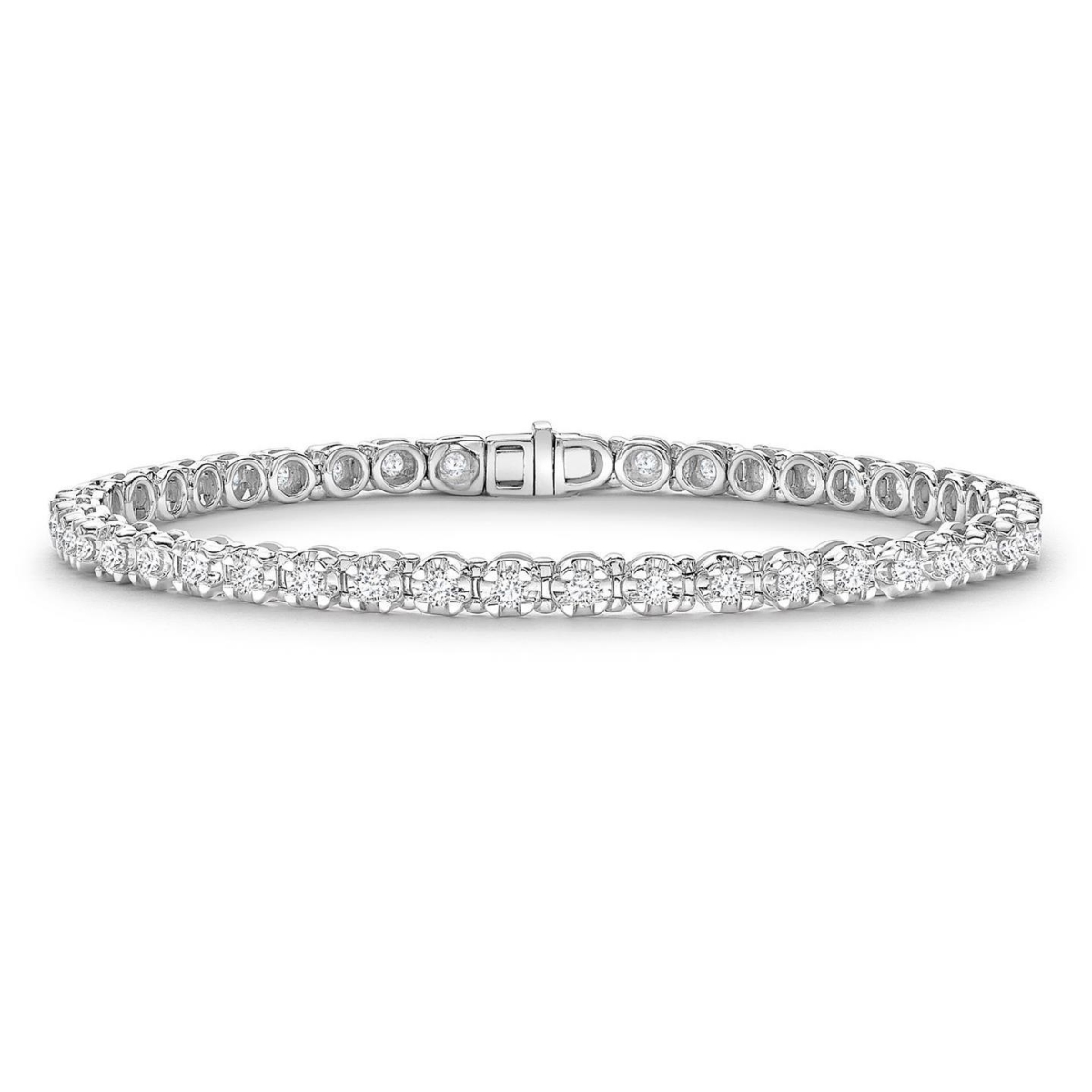 23364 3 CT Round Cut Natural Diamond White 14K Gold Tennis Bracelet