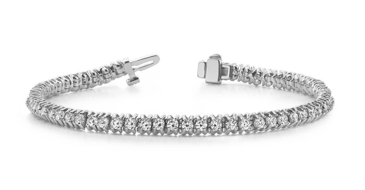 23745 6.2 CT Round Diamond Prong Setting Gold White Tennis Bracelet
