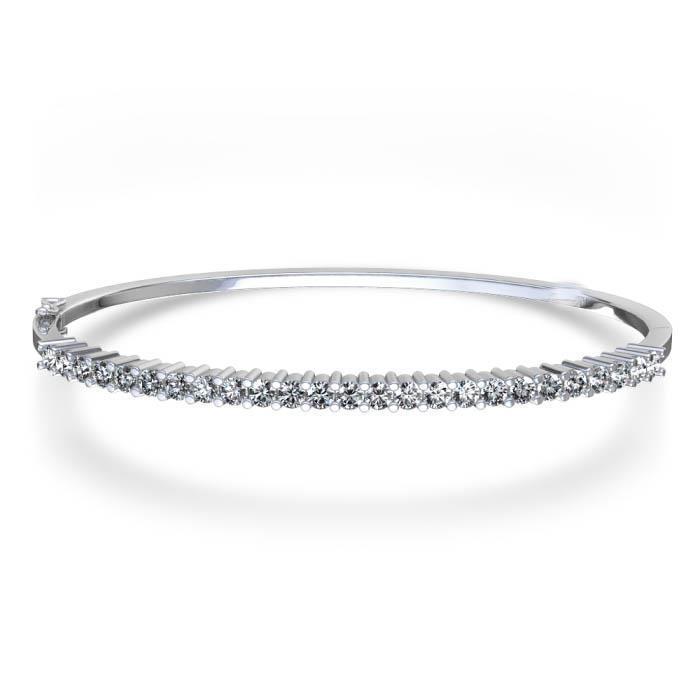 26996 3 CT Round Prong Set Diamond Bangle - 14K White Gold