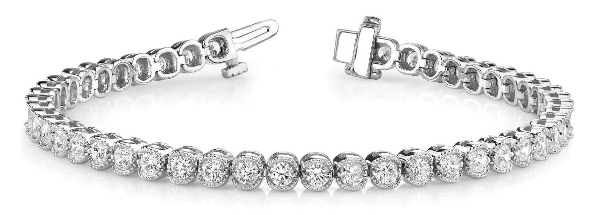 23743 5.50 CT Sparkling Round Cut Diamonds Bracelet - 14K White Gold