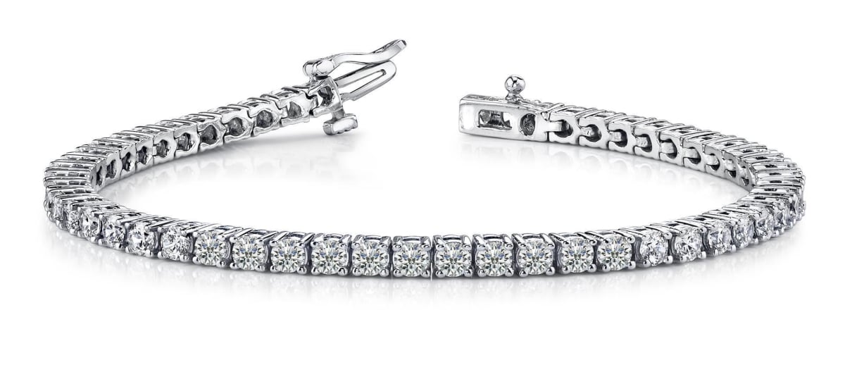 23485 6.85 CT Sparkling Round Cut Diamonds Gold White Tennis Bracelet