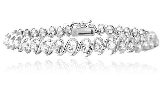 23651 7.20 CT Solid 14K White Gold Round Diamond S Link Tennis Bracelet