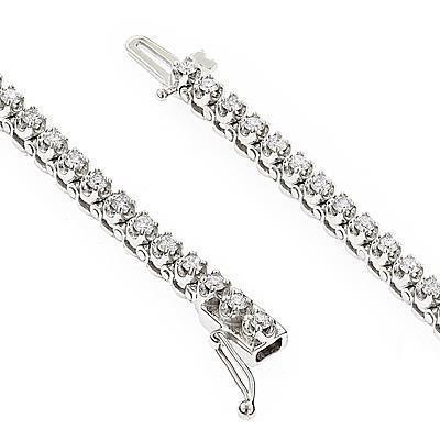 23379 3 CT Round Diamond White Gold Diamonds Tennis Bracelet - 14K White Gold