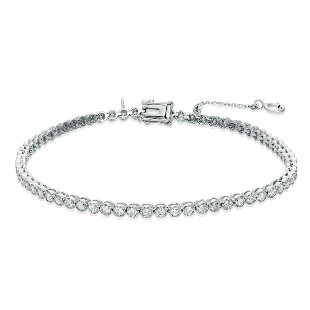 23551 3.3 CT 14K White Gold Bezel Set Round Diamonds Tennis Bracelet