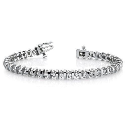 23673 5.50 CT 14K White Gold Round Cut Natural Diamonds Tennis Bracelet