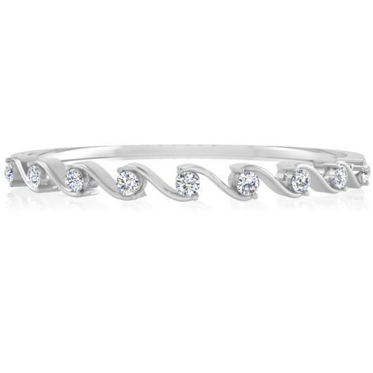 2.70 CT 14K White Gold Gorgeous Round Brilliant Shape Diamonds Bangle