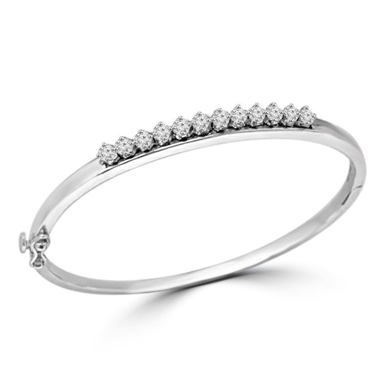 26995 3 CT 14K White Gold Gorgeous Round Cut Diamonds Lady Bangle