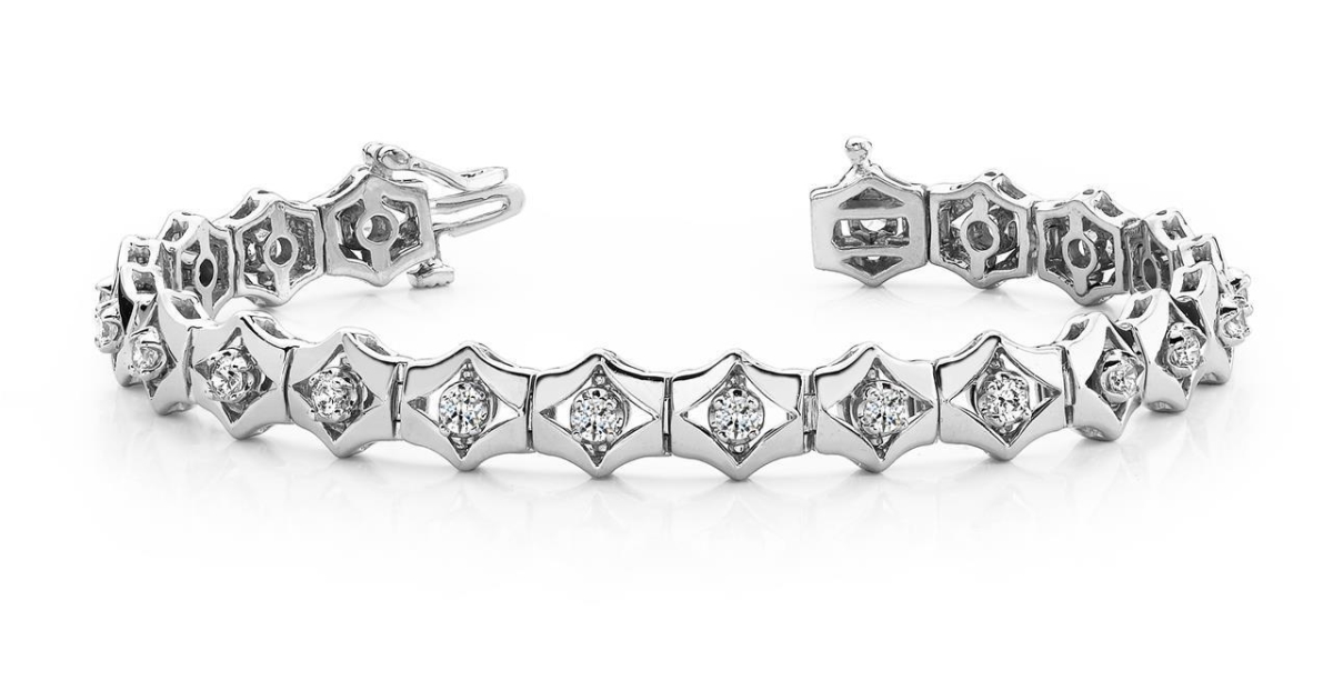 39435 7 CT Round Prong Set Box Diamond Bracelet - 14K White Gold