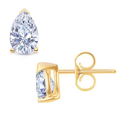 12351 1 CT G VS1 Diamond Stud Earring Pair - Yellow Gold