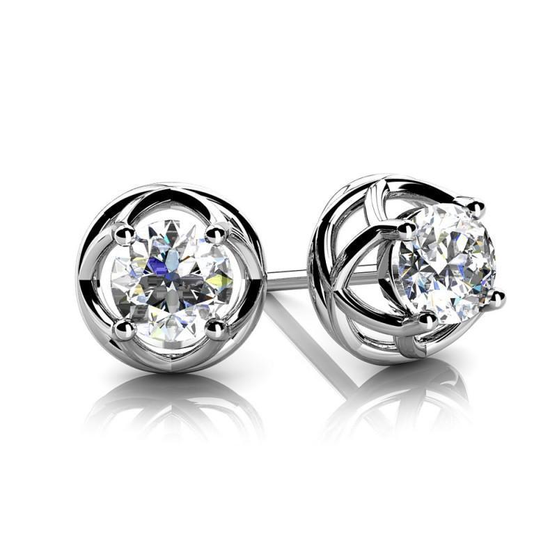 1 CT Prong Set Round Diamond Women Stud Earring - 14K White Gold