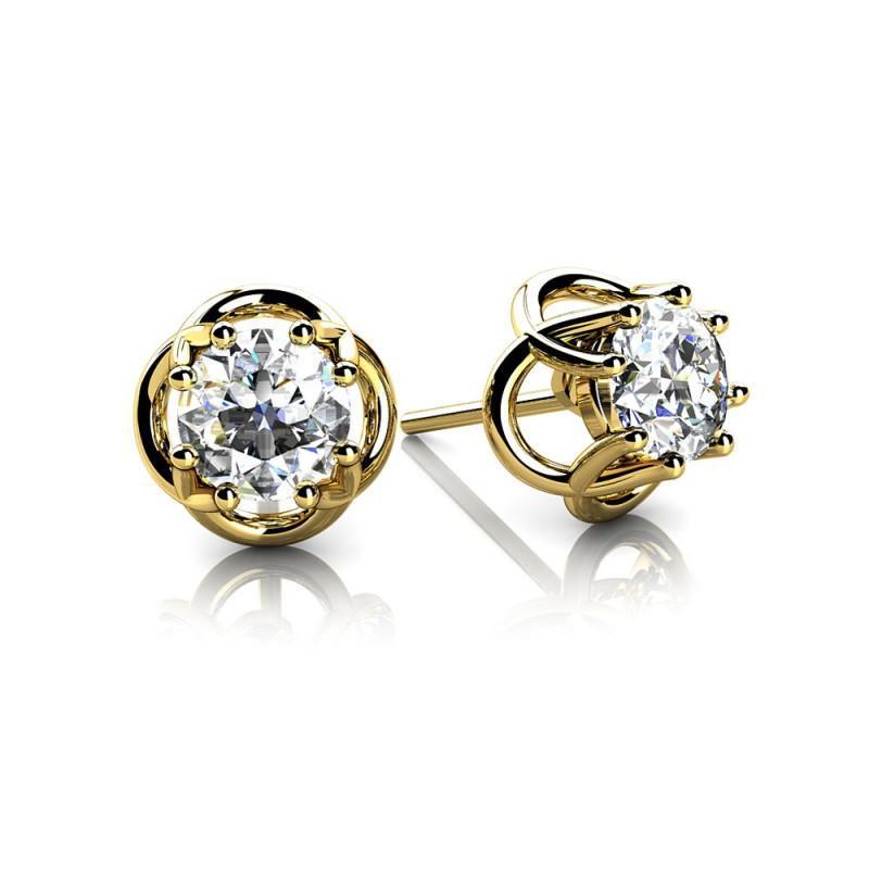 1.5 CT Womens Diamond Stud Earring - 14K Yellow Gold
