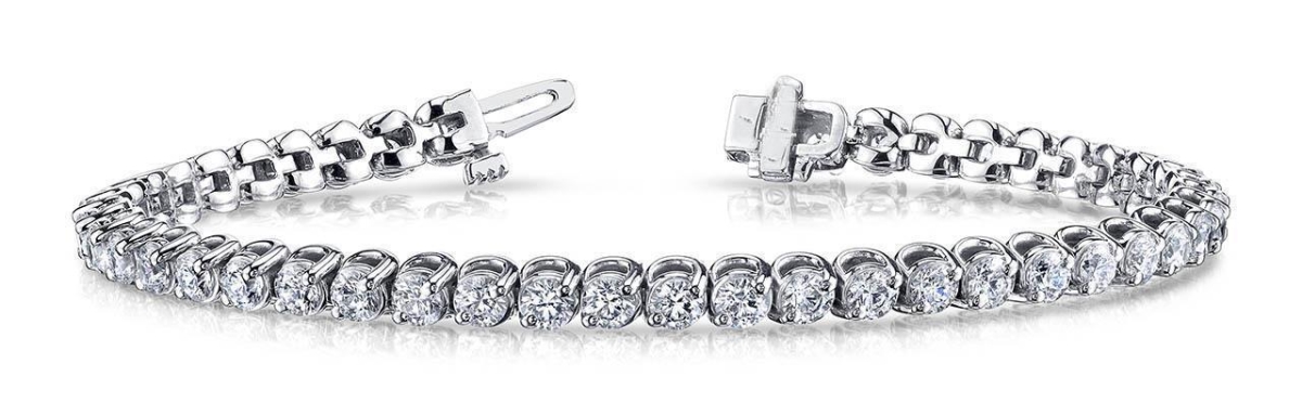 22594 6.50 CT Two Prong Set Round Cut Diamonds 14K White Gold Tennis Bracelet
