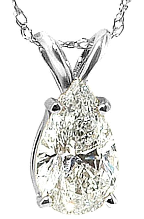 Picture of Harry Chad Enterprises 284 1 CT Pear Diamond Pendant with Chain Diamond Necklace