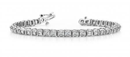22366 7 CT Prong Set Round Cut Diamonds Tennis Bracelet - 14K White Gold