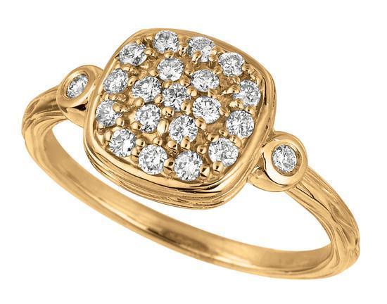 Picture of Harry Chad Enterprises 15574 0.50 CT Round Diamond Wedding Anniversary Square Ring - Yellow Gold