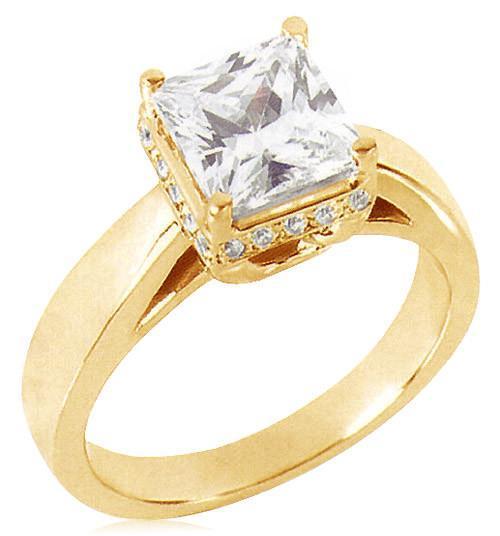 Picture of Harry Chad Enterprises 12804 2.51 CT princess Cut Diamond Yellow Gold Solitaire with Accents Ring