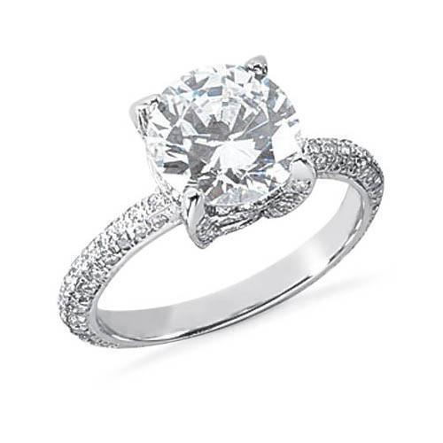 Picture of Harry Chad Enterprises 11969 2.52 CT 14K Round Brilliant Diamonds Solitaire with Accents Ring - White Gold