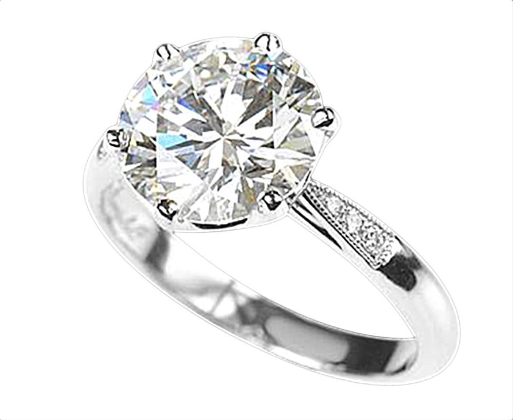 Picture of Harry Chad Enterprises 12758 2.65 CT Round Brilliant Diamond Engagement Ring - 14K White Gold