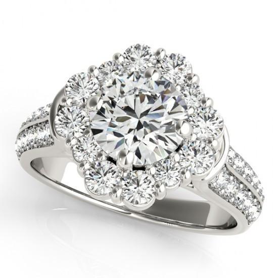 Picture of Harry Chad Enterprises 10877 2.90 CT 14K Round Diamonds Solitaire with Accents Antique Ring - White Gold