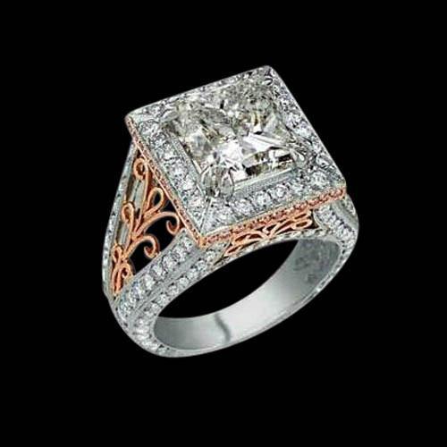 Picture of Harry Chad Enterprises 5182 3.76 CT Two Tone Gold Diamonds Engagement Fancy Ring