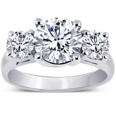 Picture of Harry Chad Enterprises 2254 4.01 CT 14K Round Diamonds 3-Stone Engagement Ring - White Gold