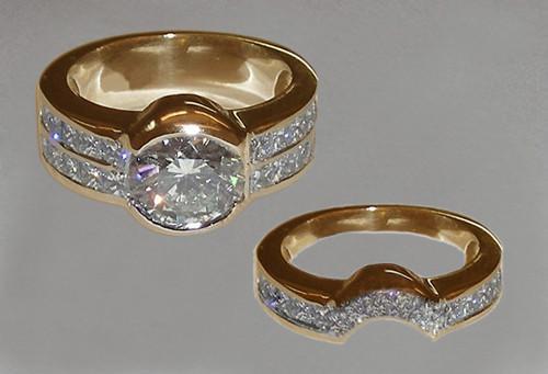 Picture of Harry Chad Enterprises 3651 6.5 CT Diamonds Engagement Antique Ring & Band Set - Yellow Gold
