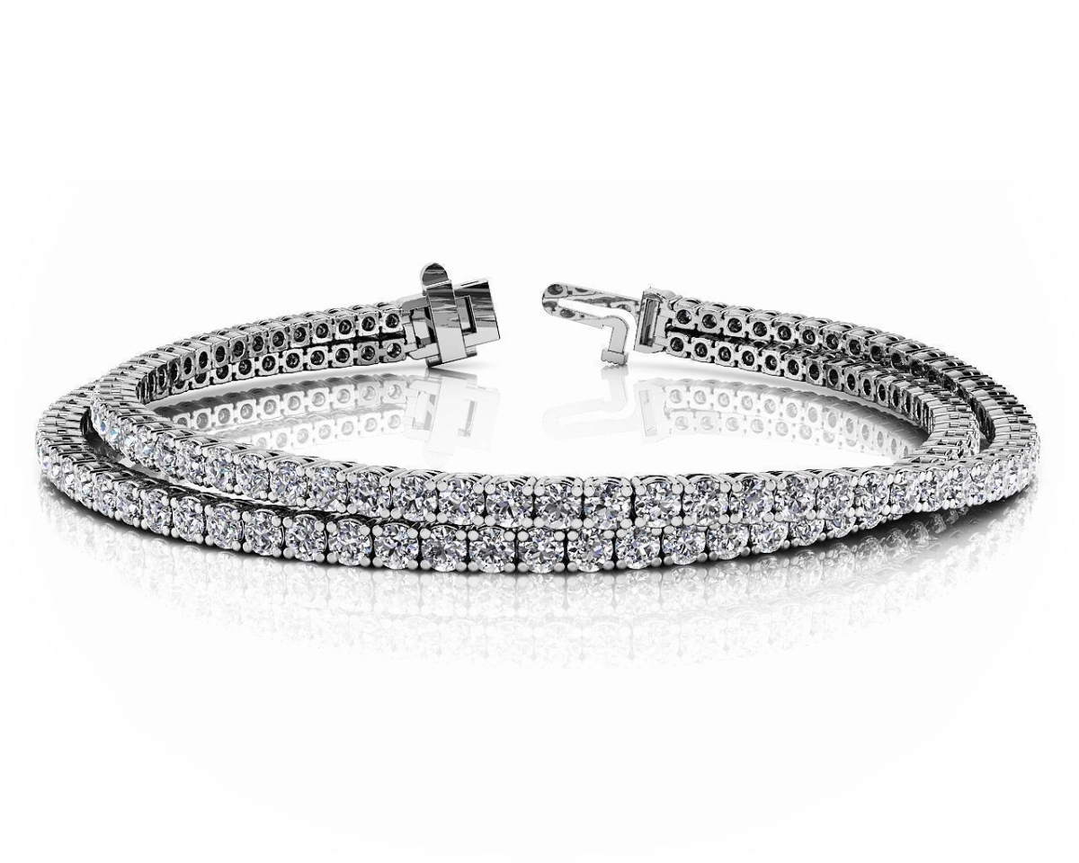 22345 10 CT Double Row Diamonds Lady Bracelet - 14K Gold White