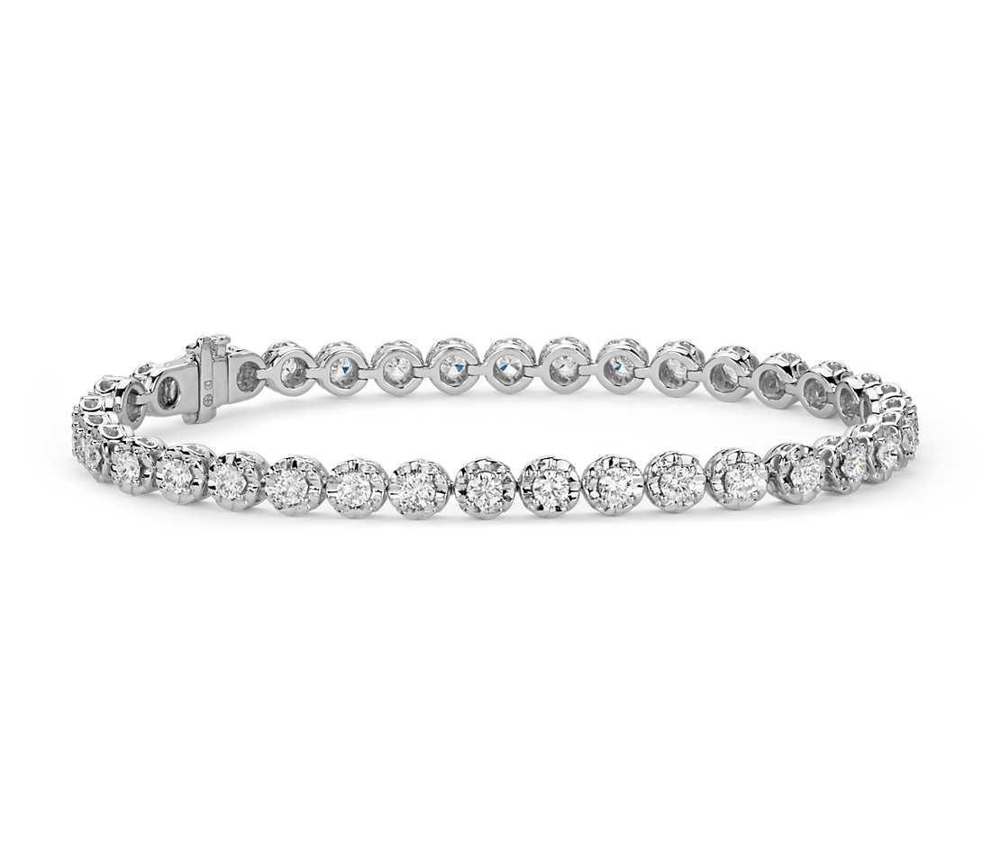 4.40 CT Natural Round Cut Diamonds Bracelet - 14K White Gold