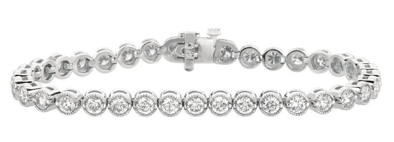 3639 6.04 CT Round Diamonds 14K White Gold Prong Setting Bracelet