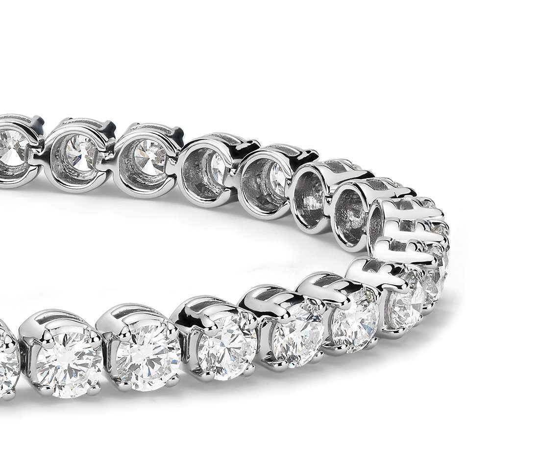 22610 10.50 CT Sparkling Round Cut Diamonds 14K White Gold Tennis Bracelet