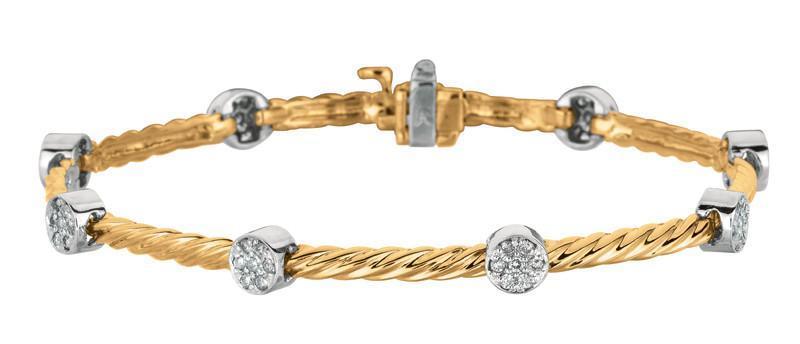 Picture of Harry Chad Enterprises 8862 0.63 CT Two Tone Gold 14K Round Diamonds Pave Setting Bracelet